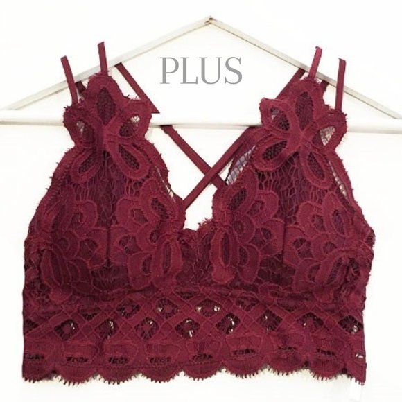 Blush & Belle Other - EDEN Plus Tawny Port Floral Padded Lace Bralette